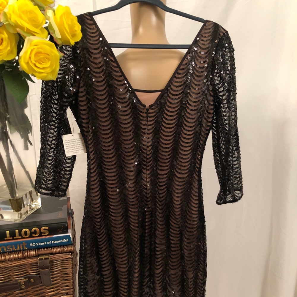 Guess Black Sequin Long Sleeve Dress